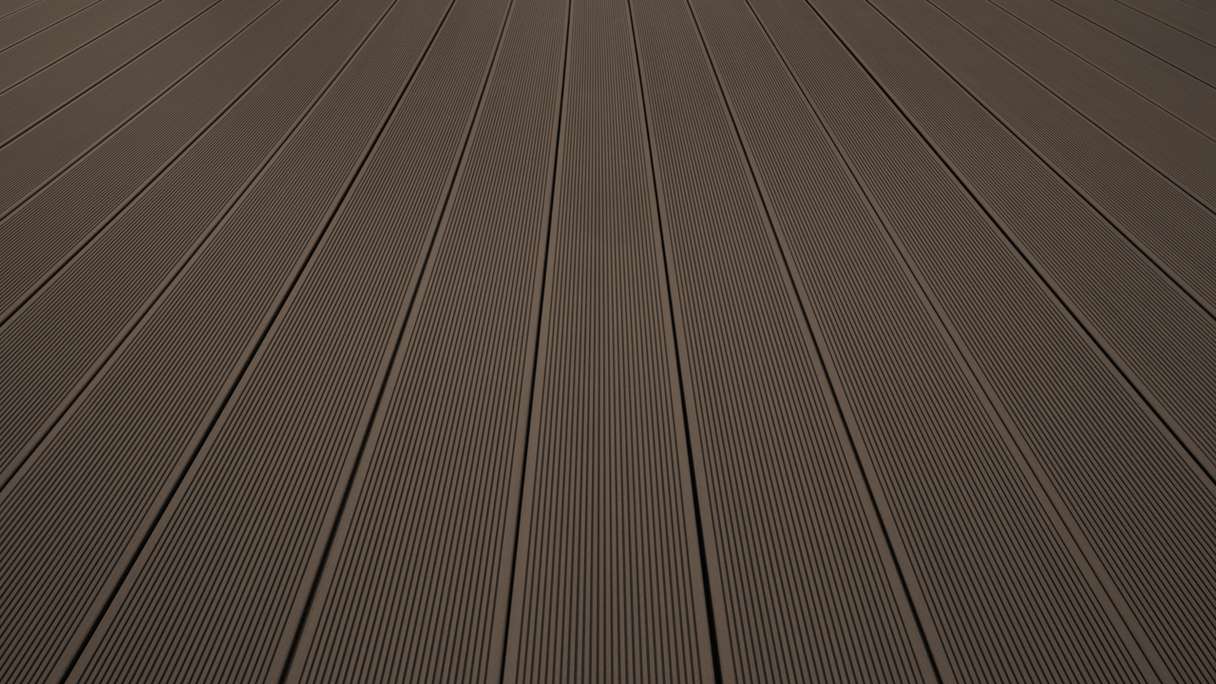 Complete set TitanWood 5m hollow core plank grooved structure dark brown 55.5m² incl. Alu-UK