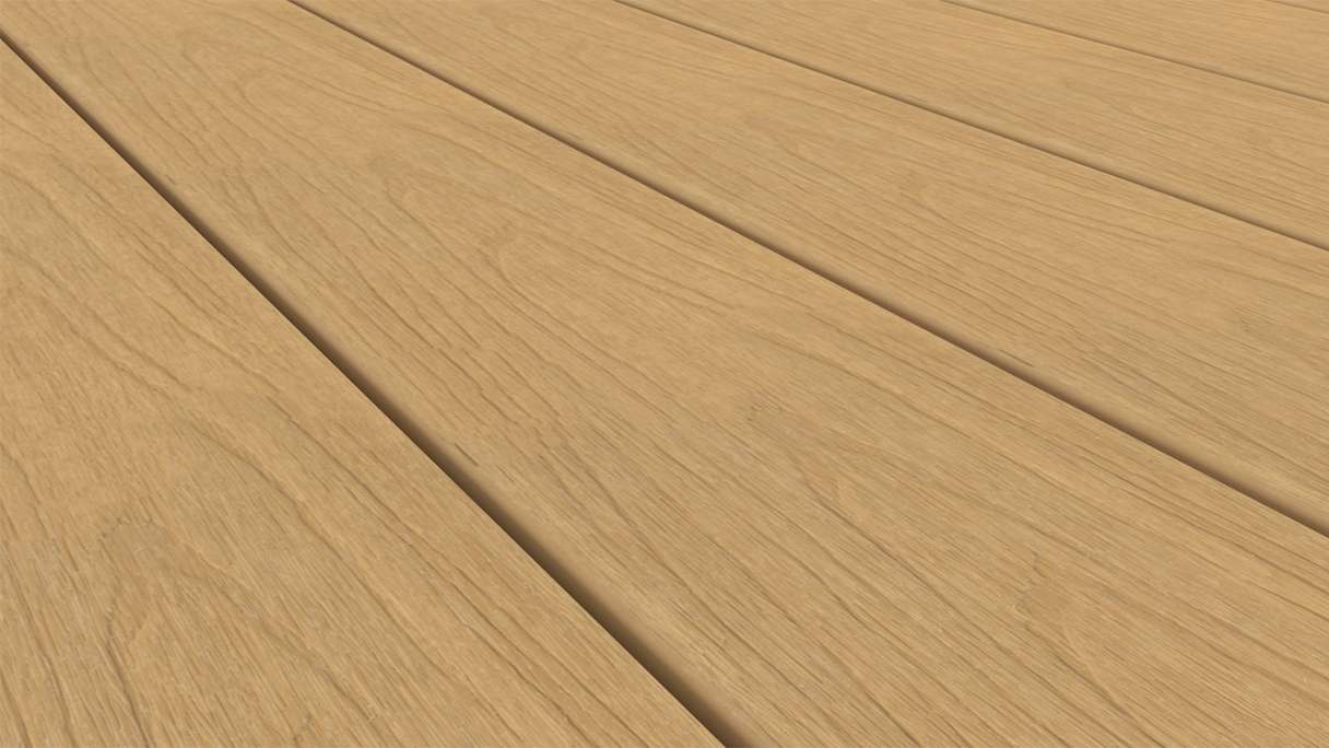 planeo WOODLine Nature - WPC CoEx coated decking board hollow chamber - sand 3m textured/smooth brushed