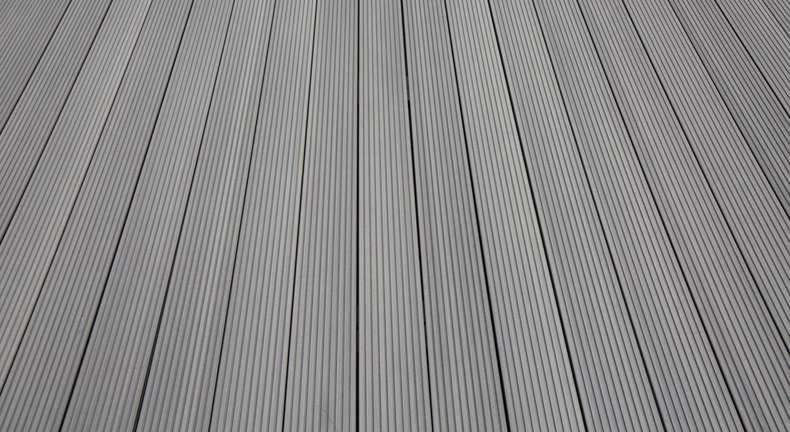 Complete set TitanWood 3m hollow core plank grooved structure light grey 16m² incl. aluminium-UK