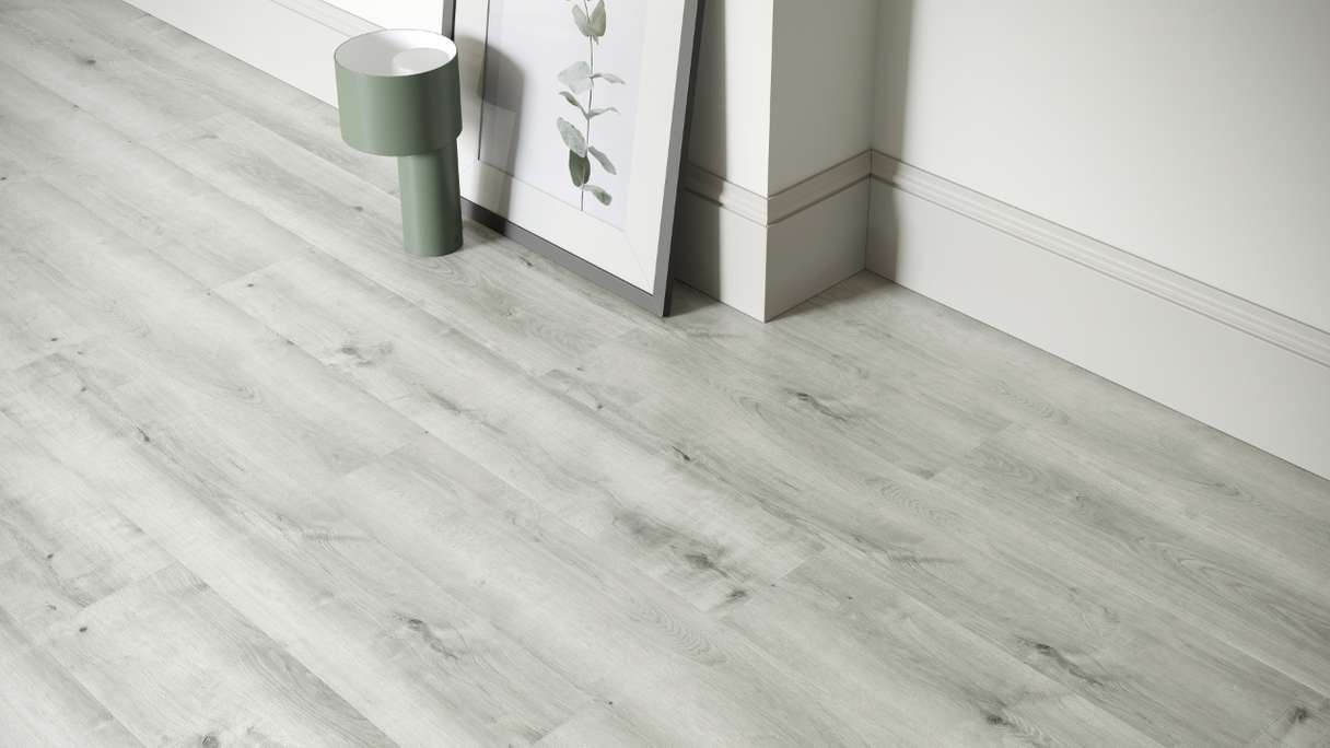 planeo Rigid Click Vinyl - SolutionX 2in1 Oak Light Grey | Impact sound insulation integrated (ECF-0076)