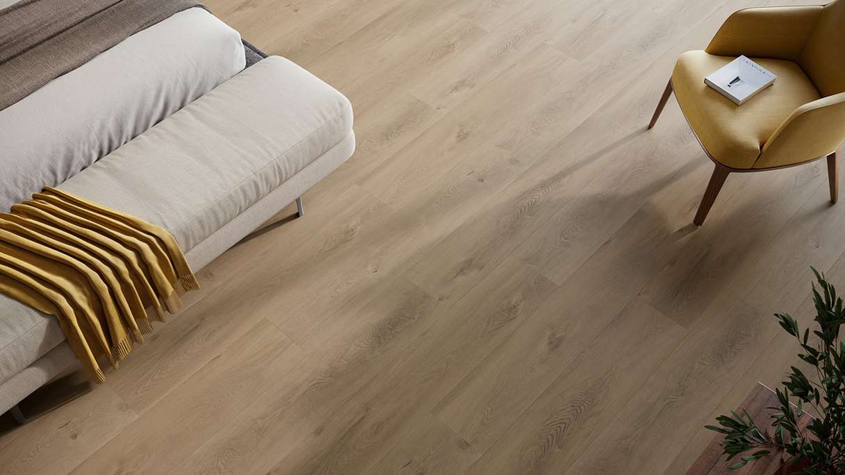 planeo Rigid Click Vinyl - HOMEtec Pro 50 IXPE Desert Drift Oak | Impact sound insulation integrated (RP-E50-6)