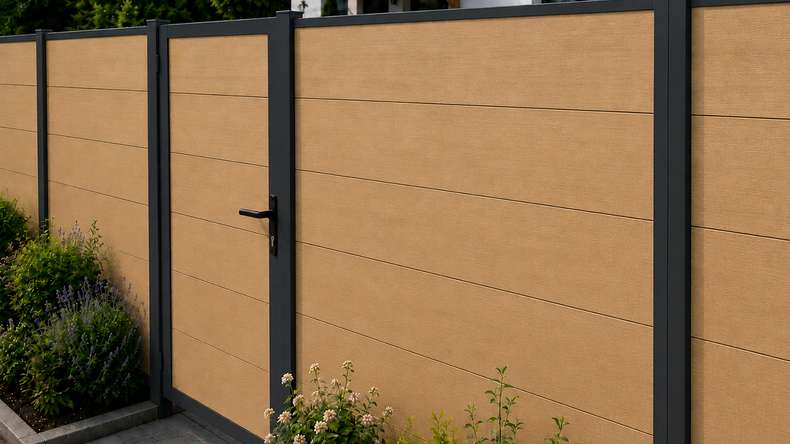 planeo INFINITY XL-Board - WPC CoEx plug-in fence sand 176 x 183