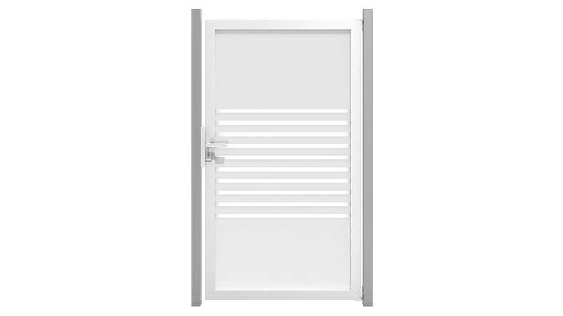 planeo Gardence Flair – Glass privacy gate with aluminium frame, 100 x 180 cm