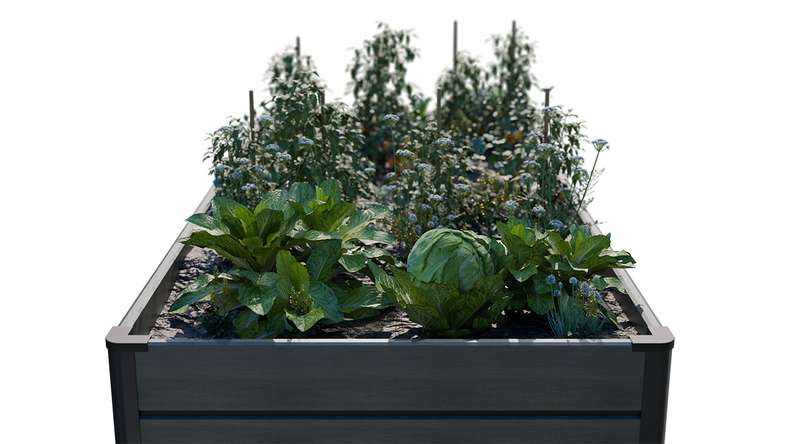planeo BPC-Rhombus raised bed rectangle - stone grey co-ex. 150 x 70 x 79 cm