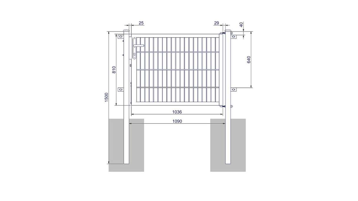 Universal door medium 1-leaf hot-dip galvanised incl. gateposts