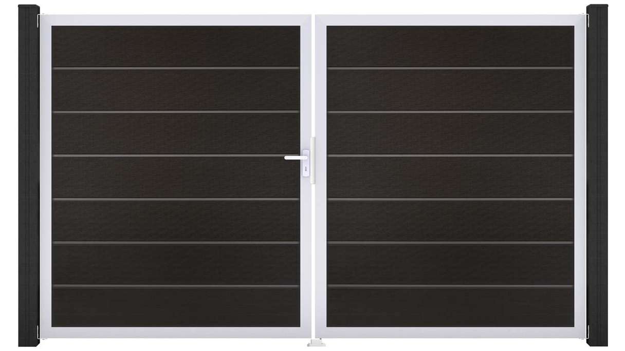 planeo Gardence Deluxe – BPC gate – double-leaf, black co-extruded with aluminium frame 