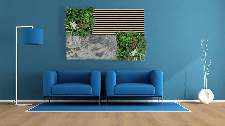 planeo acoustic panel - MixWall Mineral Mood Crystal Slate 52 x 104 cm | real stone (PLMW-10511A)