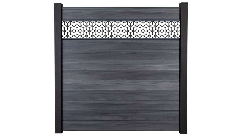 planeo Gardence Strong - BPC plug-in fence Cube stone grey co-ex 180 x 180 cm