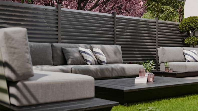 planeo Gardence Metallic Rhombus - Aluminium Garden Fence Square Anthracite | DB703