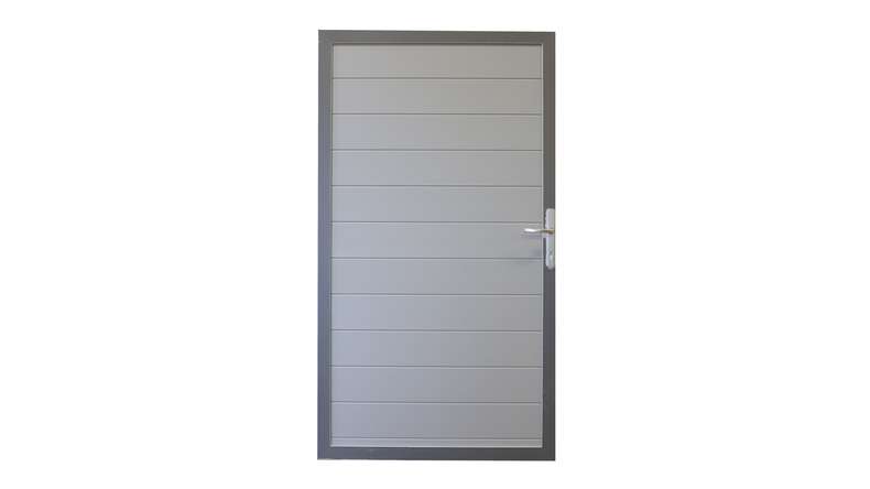 planeo Gardence Metallic – Silver-grey aluminium universal gate with aluminium frame