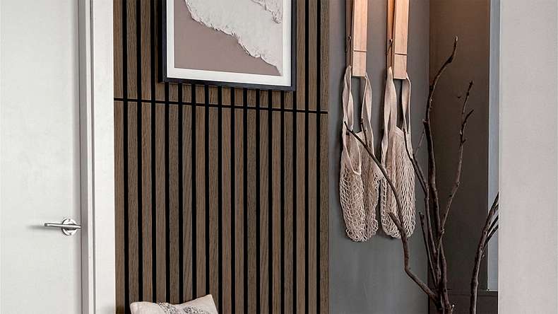 Skaben acoustic panels SilentWall Compact - dark oak - 244 x 30.5 cm