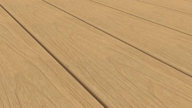 planeo WOODLine Nature - WPC CoEx coated decking board hollow chamber - sand 3m textured/smooth brushed