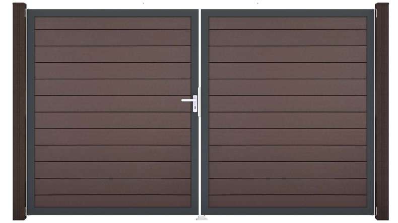 planeo Gardence BPC door - DIN left 2-leaf Terra with anthracite aluminium frame