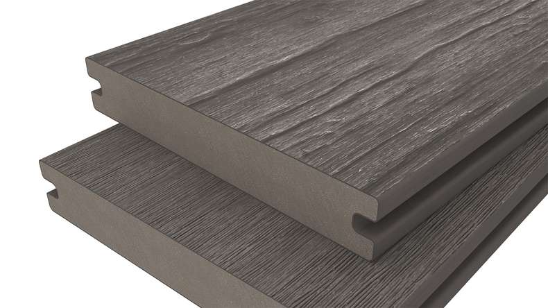 planeo ANTIKWoodline – WPC CoEx-coated solid decking board – Dark Grey 3m – rustic/smooth brushed
