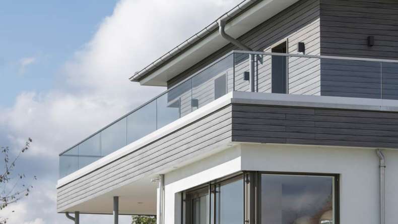 planeo Fassado - WPC rhombus strip facade cladding graphite grey