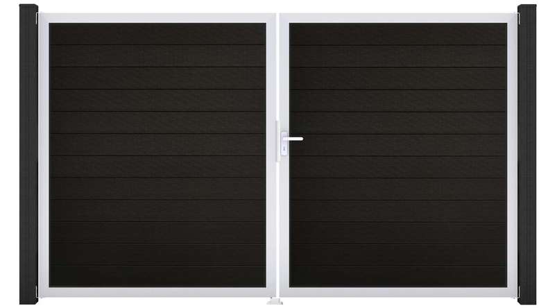 planeo Gardence Strong - BPC gate - double-leaf, black co-extruded with aluminium frame