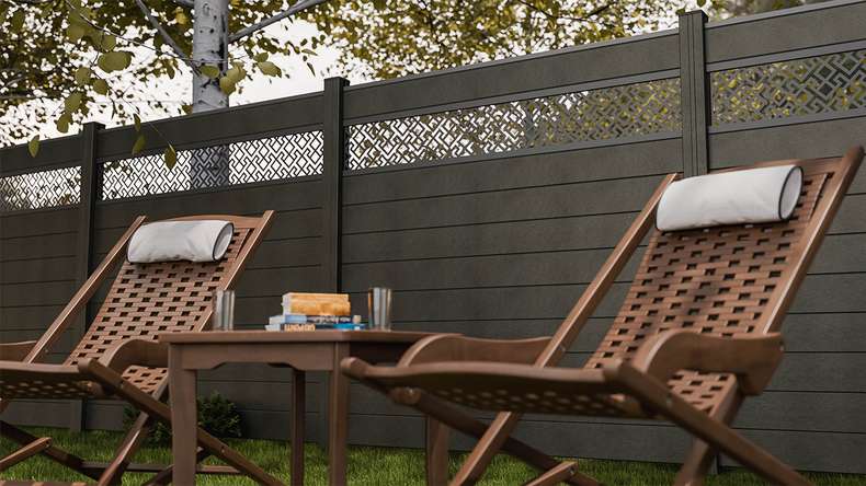 planeo Gardence Strong - BPC plug-in fence Abstract anthracite grey 180 x 180 cm