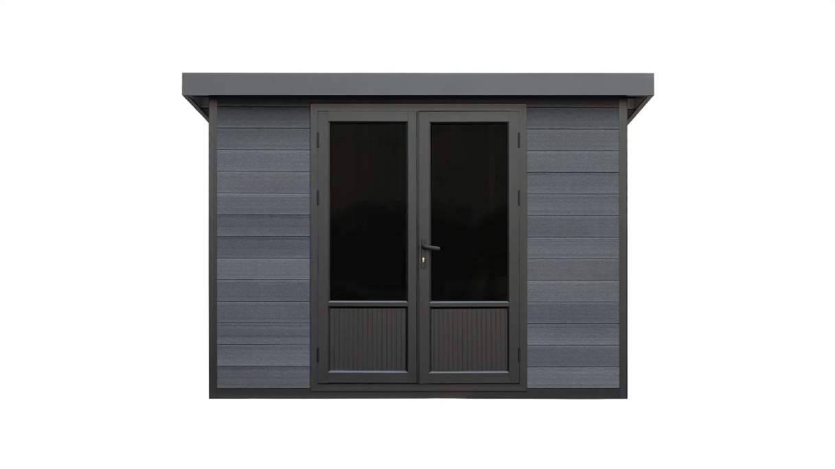 planeo WPC Monopitch Roof Garden Shed XL – Anthracite 400 x 300 cm