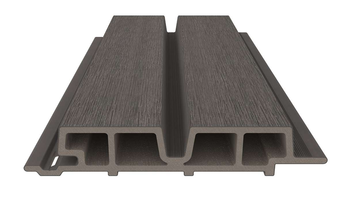 planeo LINEA Wide – WPC CoEx cladding, dark grey, 2900 x 181 mm