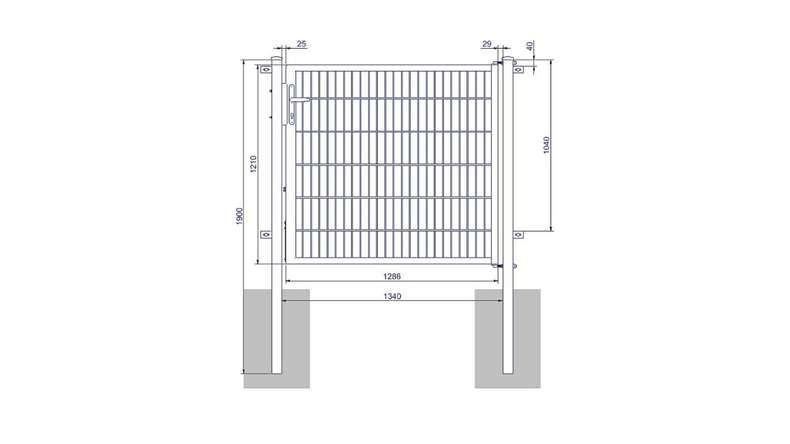 Universal door medium 1-leaf hot-dip galvanised H 1200 x W 1340 mm incl. gateposts