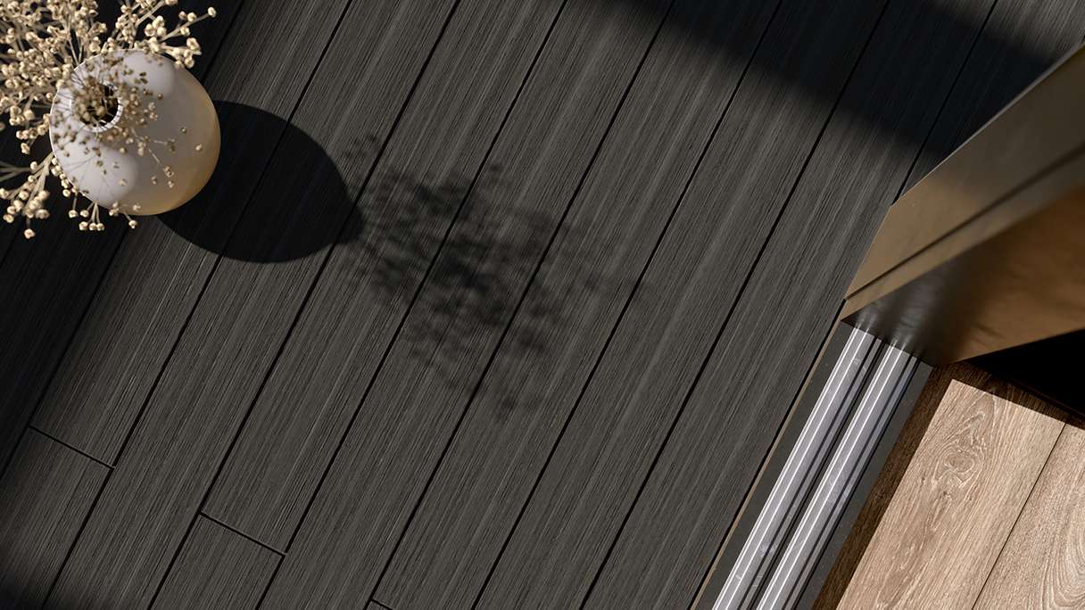 planeo AntikWood WPC decking board solid - Anthracite grey 3m antique aged