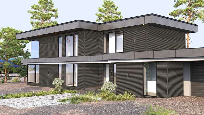 planeo LINEA Wide – WPC CoEx cladding, dark grey, 2900 x 181 mm