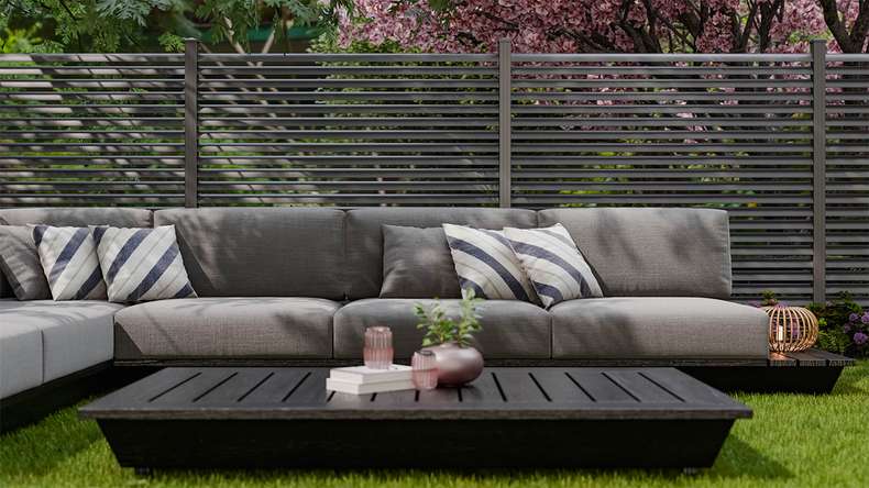planeo Gardence Metallic Ellipse - Aluminium Garden Fence Square Anthracite | DB703