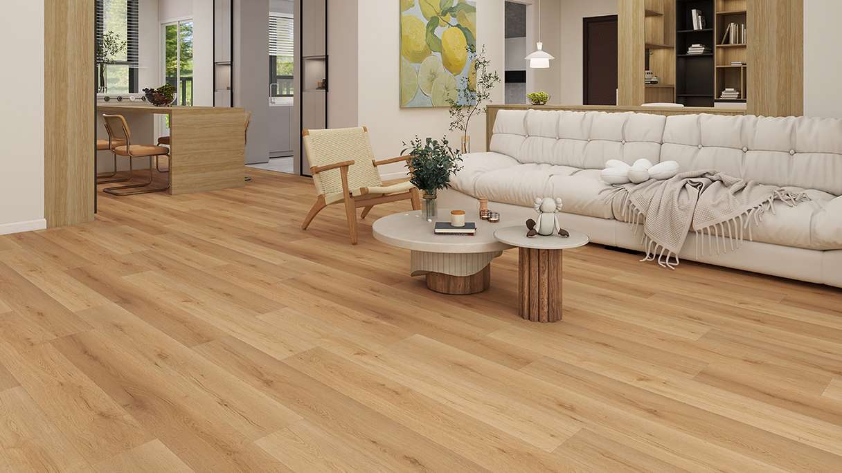 planeo Rigid Click Vinyl – SolutionX 2-in-1 BigSize Belle Oak 1.83 m long XL plank | Integrated impact sound insulation (ECF-BS-86)