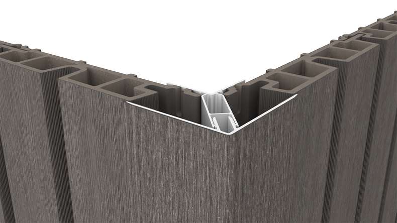planeo LINEA – Aluminium CoEx external corner profile, dark grey, 3000 x 66 x 66 mm