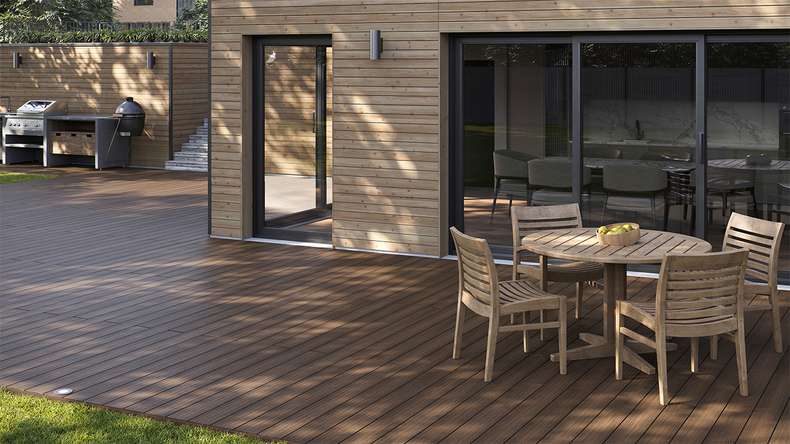 planeo AntikWood WPC decking board solid - brown 3m antique aged