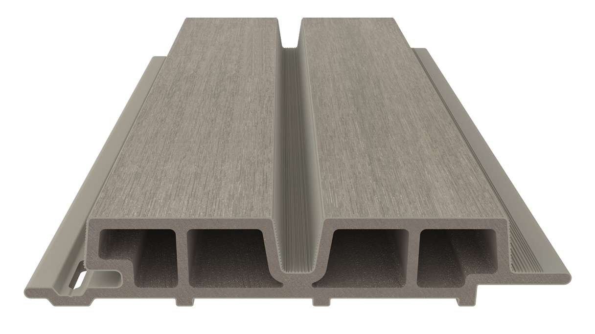 planeo LINEA Wide – WPC CoEx cladding, light grey, 2900 x 181 mm