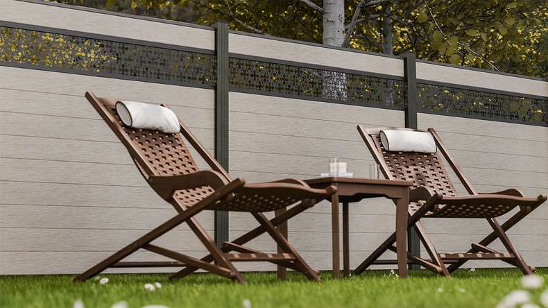 planeo Gardence Strong - BPC plug-in fence Oriental Bi-Colour Sand 180 x 180 cm