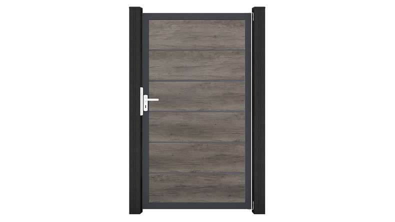 planeo Gardence Simply Premium - Monument Oak PVC universal door with aluminium frame in anthracite | DB703 100 x 180 cm