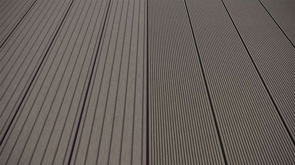 planeo LineWood WPC Solid decking board - Light grey 3m grooved/grooved