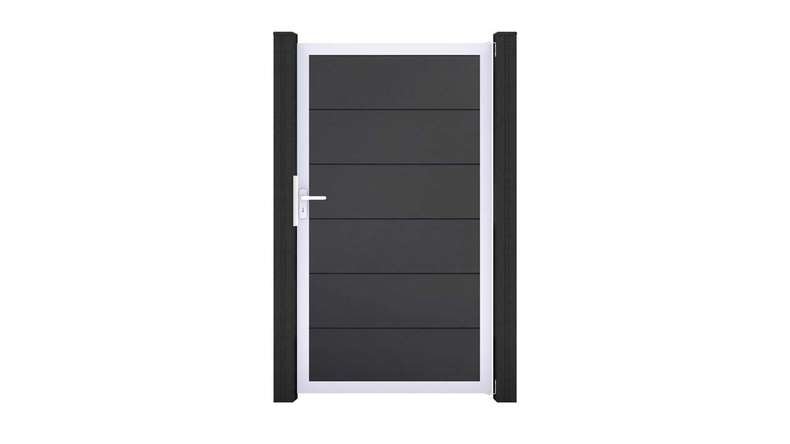 planeo Gardence Simply – Universal PVC gate in anthracite grey with aluminium frame, 100 x 180 cm