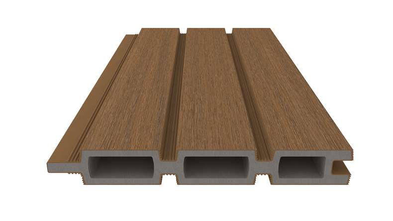 planeo LINEA - WPC CoEx Rhombus plug-in fence Burma Teak 176 x 183 cm