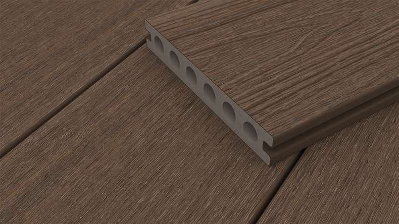 planeo WOODLine Nature - WPC CoEx coated decking board hollow chamber - Ipe Brown 3m textured/smooth brushed