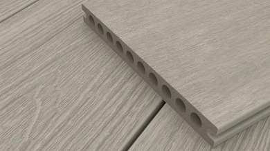 planeo MAXLine Nature - WPC CoEx coated XL decking board hollow chamber - light grey 3m textured/smooth brushed