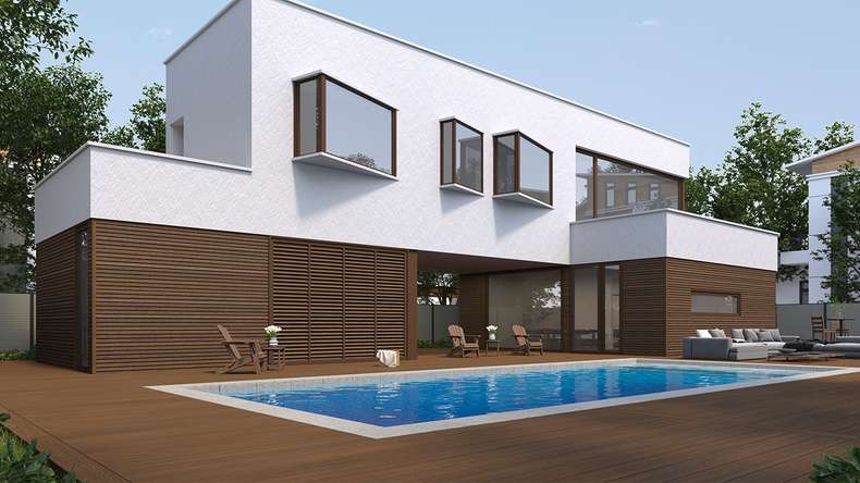 planeo LINEA Slim – WPC CoEx cladding, Ipe Brown, 2900 x 215 mm