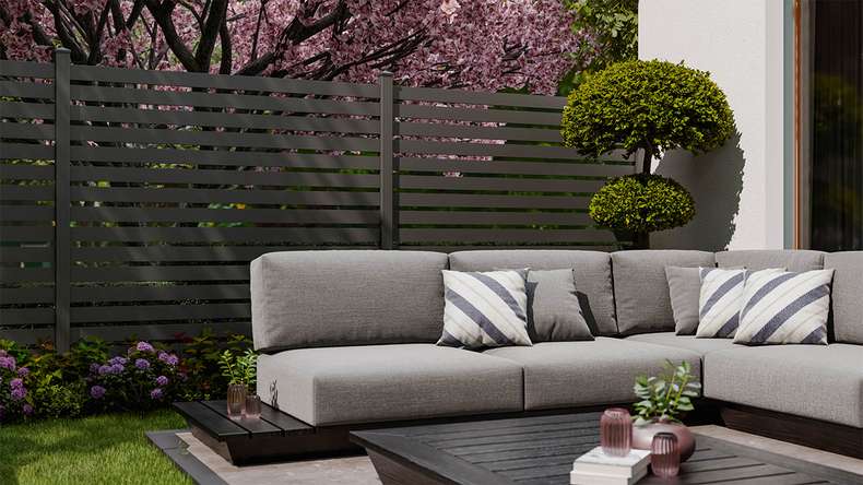 planeo Gardence Metallic Edge - Aluminium Garden Fence Square Anthracite | DB703