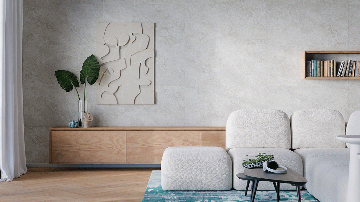 planeo SPC wall cladding – CeraRock Tile Light Sandstone XL 280 x 117.5 cm