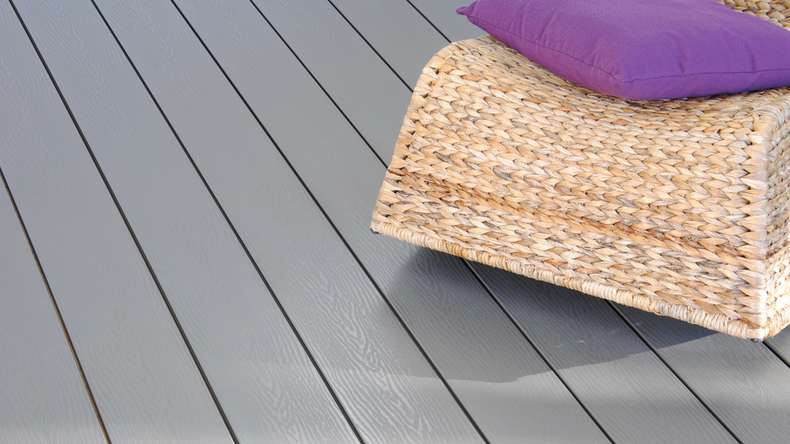 planeo WPC - decking board solid grey - grooved/embossed