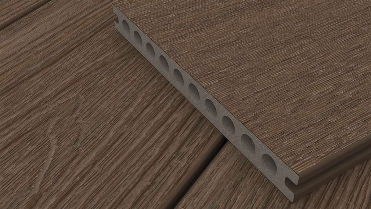 planeo MAXLine Nature - WPC CoEx coated XL decking board hollow chamber - Ipe Brown 3m textured/smooth brushed