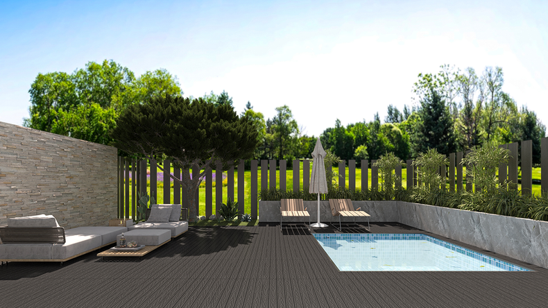 planeo WPC-CoEx decking tile, dark grey, 90 x 30 cm