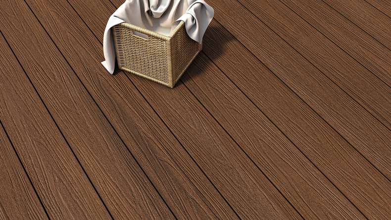 planeo MAXLine Nature - WPC CoEx coated XL decking board hollow chamber - Ipe Brown 3m textured/smooth brushed