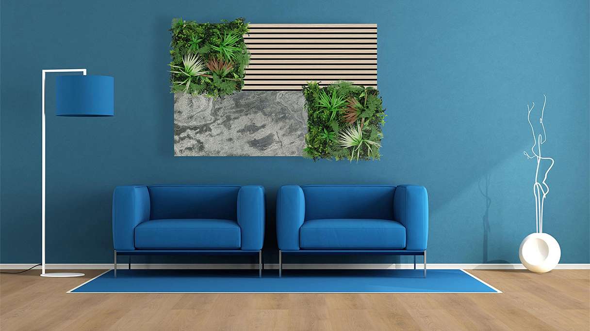 planeo acoustic panel - MixWall Mineral Mood Crystal Slate 52 x 104 cm | real stone (PLMW-10511A)