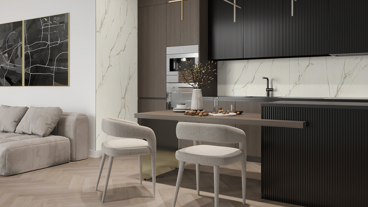 planeo SPC wall cladding – CeraRock Tile Carrara Marble XL 280 x 117.5 cm