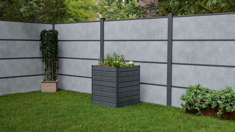 planeo BPC-Rhombus raised bed Cube - Stone grey co-ex. 70 x 70 x 79 cm