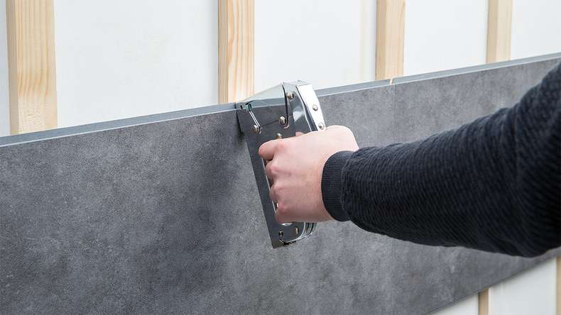 Plastic wall panelling - planeo StrongWall - Grey Cement 37.5 x 65 cm