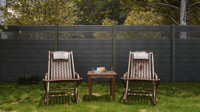 planeo Gardence Strong - BPC plug-in fence Abstract stone grey co-ex 180 x 180 cm